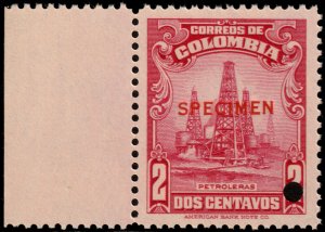 ✔️ COLOMBIA 1935 - OIL RIG SPECIMEN & PUNCH ABNC - Mi. 367 SC. 437 MNH ** [6.4]