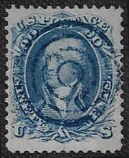 U.S. #72 Used - Blue Target cancel VLH; 90c Washington (1861) - PF Certificate