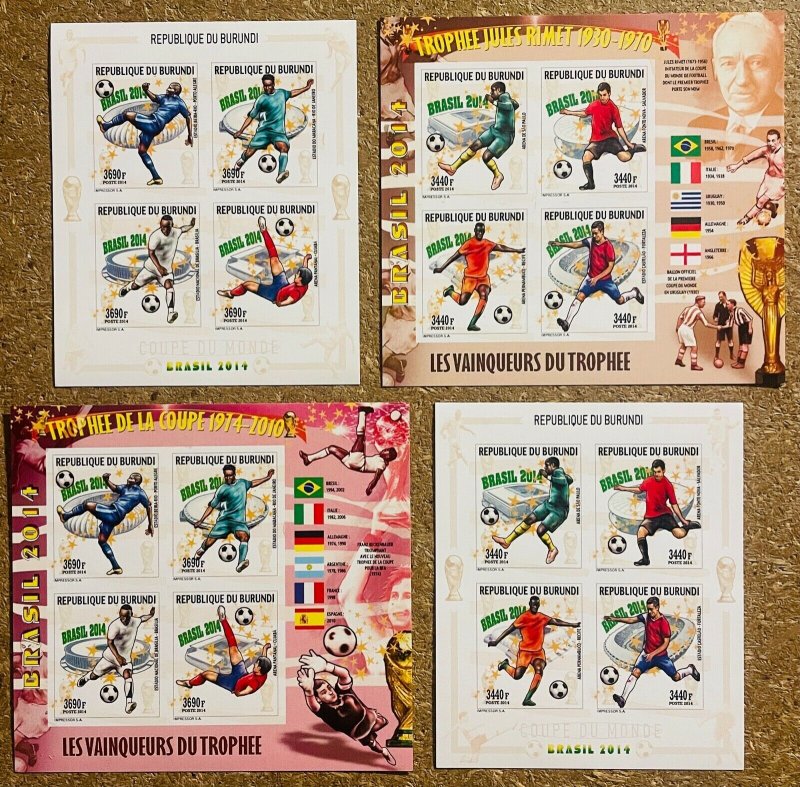 Stamps Minisheets & Sheetlets Football Worldcup Brazil 2014 Burundi Imperf.-