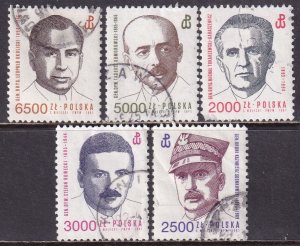 Poland 1991 Sc 3059-63 World War 2 Commanders Stamp Used minor faults