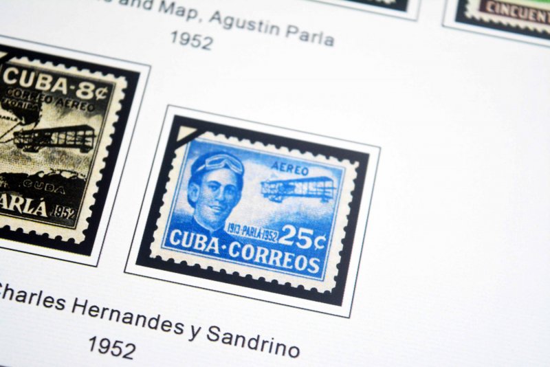 COLOR PRINTED CUBA AIRMAIL 1927-1980 STAMP ALBUM PAGES (56 illustrated pages)