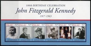 PALAU 2017  100th BIRTHDAY CELEBRATION JOHN F. KENNEDY  SHEET(6)  MINT NH 