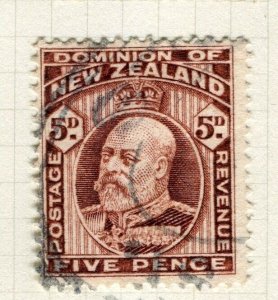 NEW ZEALAND; 1909-12 early Ed VII issue fine used Shade of 5d. value