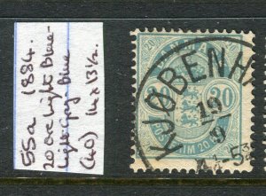 DENMARK; 1884-85 early classic Official issue fine used 20ore. value, POSTMARK