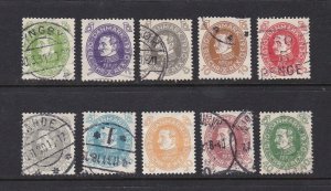 Denmark stamps #210 - 219, mint & used, complete set, CV $62.30