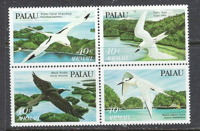 Palau C4a MNH 1984 Birds block block of 4 (ap7332)