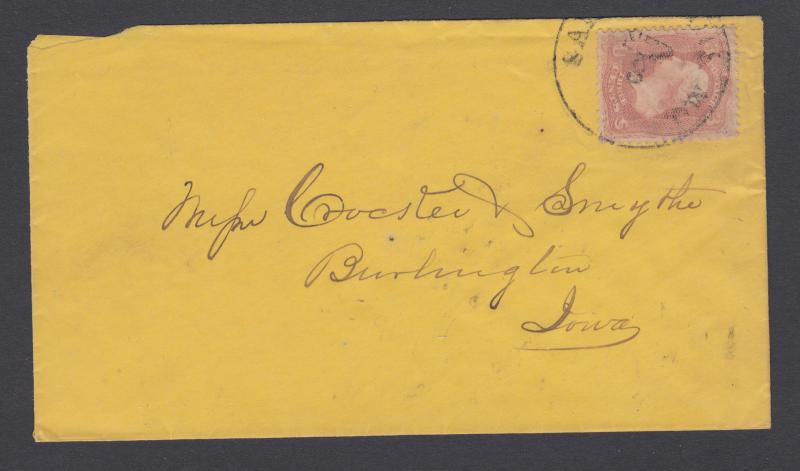 US Sc 64 on 1861 Cover, St. Louis to Burlington, Iowa w/ Enclosure VF