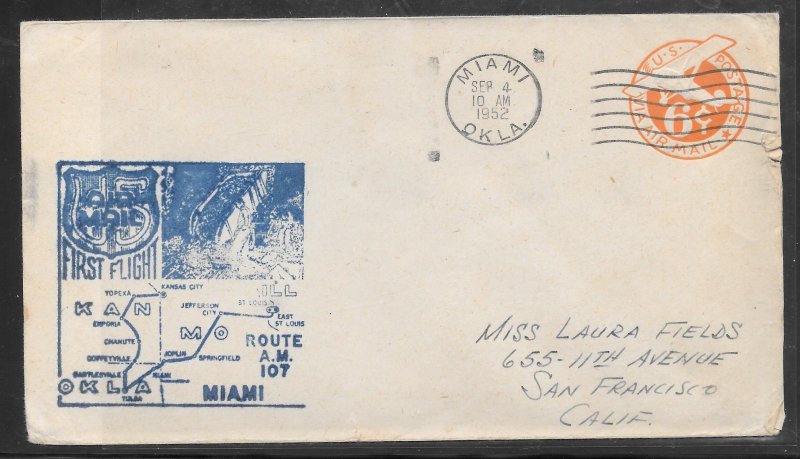 Just Fun Covers #UC5 First Flight Kansas City-St louis SEP/4/1952 (my4048)