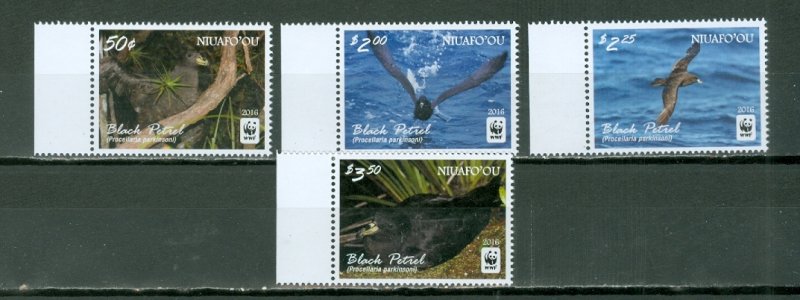 NIUAFO'OU(TONGA) 2016 WWF BIRDS #339-42...MARGIN STAMPS SET MNH...$7.25