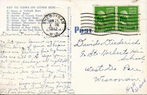 U.S. Scott 804 (2) Prexie/Prexy On 1952 Sheboygan, Wisconsin Picture Post Card