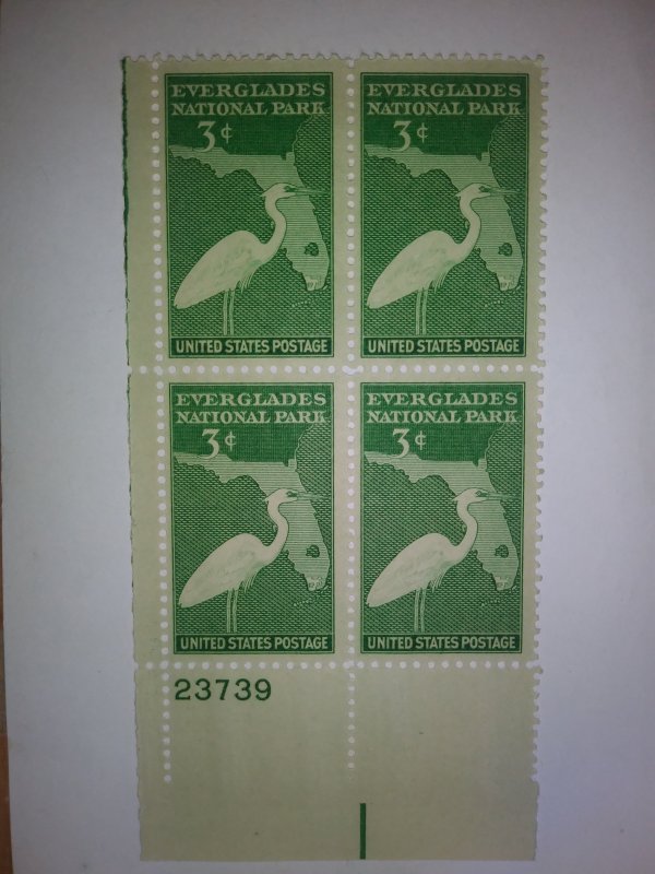 SCOTT # 952 PLATE BLOCK FLORIDA EVERGLADES MINT NEVER HINGED !!1945