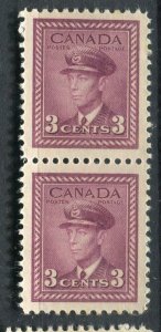 CANADA; 1942-43 early GVI Portrait issue MINT MNH Shade of 3c. Pair