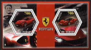 Chad 2014 Ferrari Cars #2 perf sheetlet containing two he...