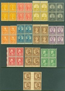 EDW1949SELL : USA 1926-34 Scott #631-42 Blocks of 4 F-VF, Mint NH. Catalog $126.