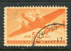 USA; 1941 early AIRMAIL issue fine used hinged 50c. value