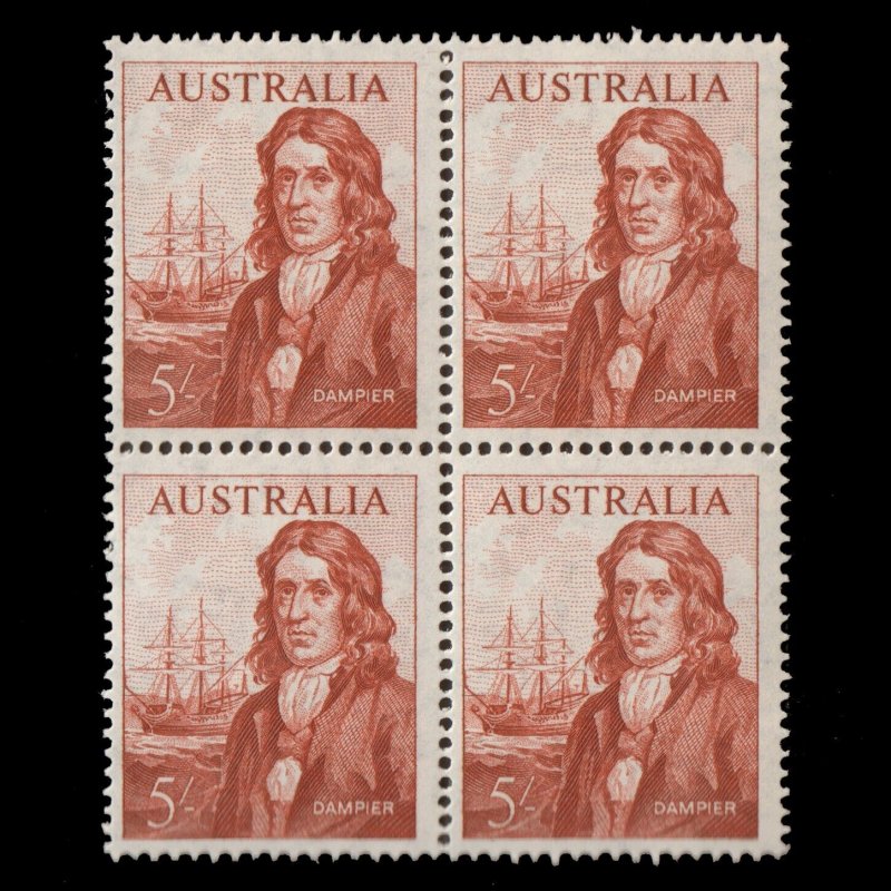 AUSTRALIA 1963 QE2 Sc 375 Dampier MNH VF Block of Stamps CV$21