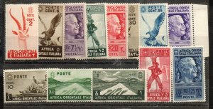 Italian East Africa 1-13 Mint hinged. Short Set