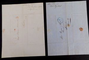 US Stampless Covers, 1848 Shipping a flywheel No 5 & Paid, MA,also Phila PA