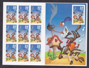 US 3391 MNH 2000 33¢ Road Runner & Wile E. Coyote Pane of 10