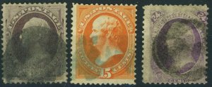 USA #151-153  Postage Stamp Collection 1870-1871 Used