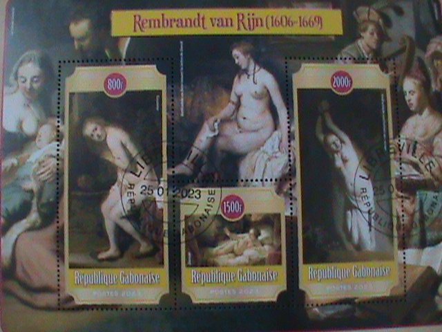 ​GABON-2023- FAMOUS NUDE ARTS PAINTINGS-S/S-CTO-VF-EST.$14- HARD TO FIND