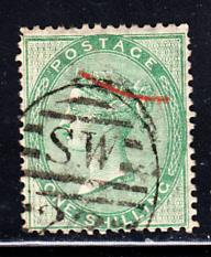 Great Britain used #28 1sh Victoria Watermark inverted