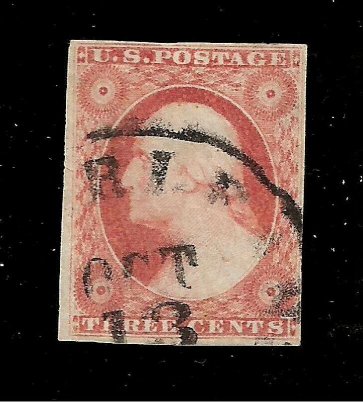 US Sc #11  3 c Washington Used - Dated Light Cancel - Crisp Color - Centered