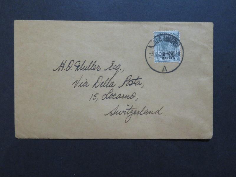 Straits Settlements 1948 Cover to Switzerland - Z9274