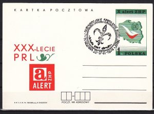 Poland, Ruch cat. CP604. 22/NOV/74 Scout cancel on a Postal Card. ^