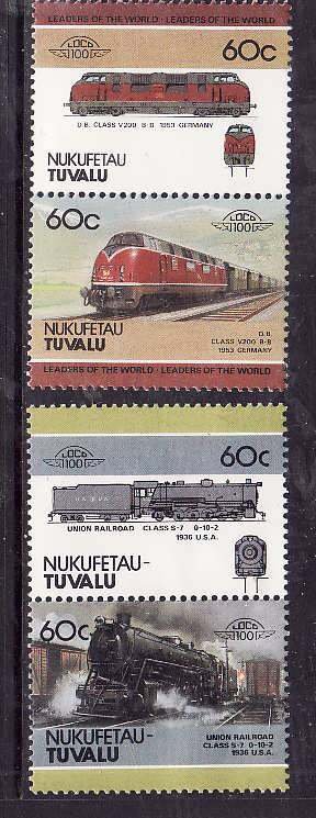 Tuvalu-Nukufetau-Sc#34-5- id5-unused NH Trains-Locomotives-1985-88-