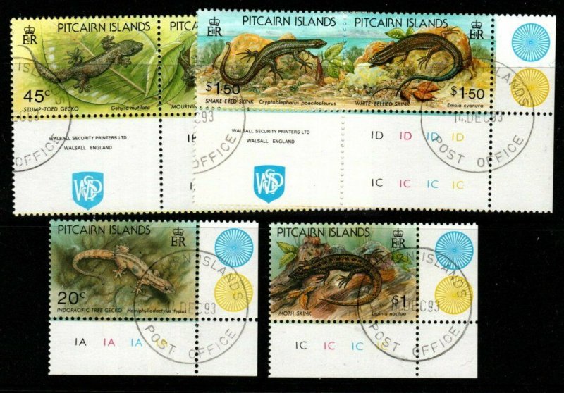 PITCAIRN ISLANDS SG436/41 1993 LIZARDS FINE USED 