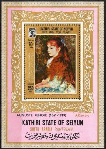 {AS007} ADEN / Seiyun 1967 Art Paintings Renoir S/S MNH MiBl.6A 20,00 Eur.