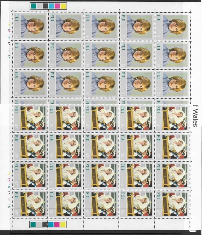 Fiji 470-3 Princes Di MNH cpl. set x 60 vf, 2022 CV $195.00