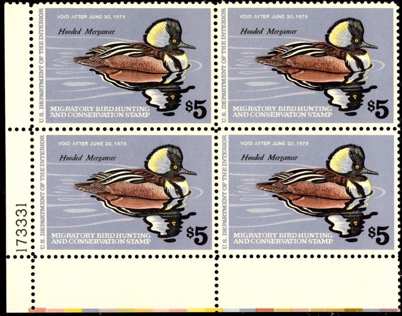 US Stamp #RW45 $5.00 Plate Block MINT NH SCV $40