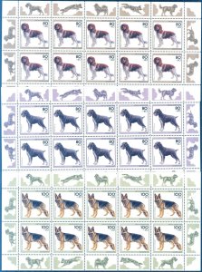 Germany 1995 Dogs Breeds Sc. B779-83 5 Sheets MNH