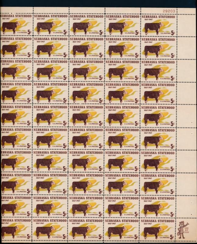 UNITED STATES (US) 1328 5c NEBRASKA MINT NH SHEET OF 50 