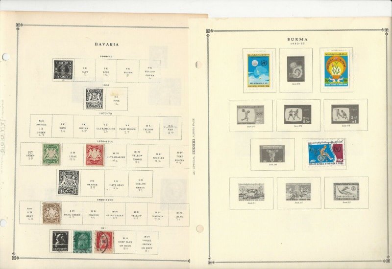 Bosnia, Burma, Bavaria, Azores Stamp Collection 20 Scott International Pages