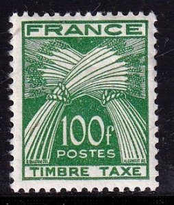 France 1953  -  100fr Postage Due  - M-VF-NH  # J92