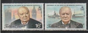 1974 Falkland Islands - Sc 235-6 - MH VF - 2 single - Churchill