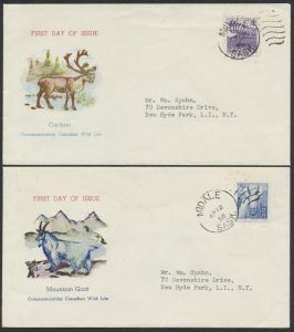 1956 #360-361 Two Wildlife FDCs, Philatelic Supply Cachets, Midale SASK Dealer