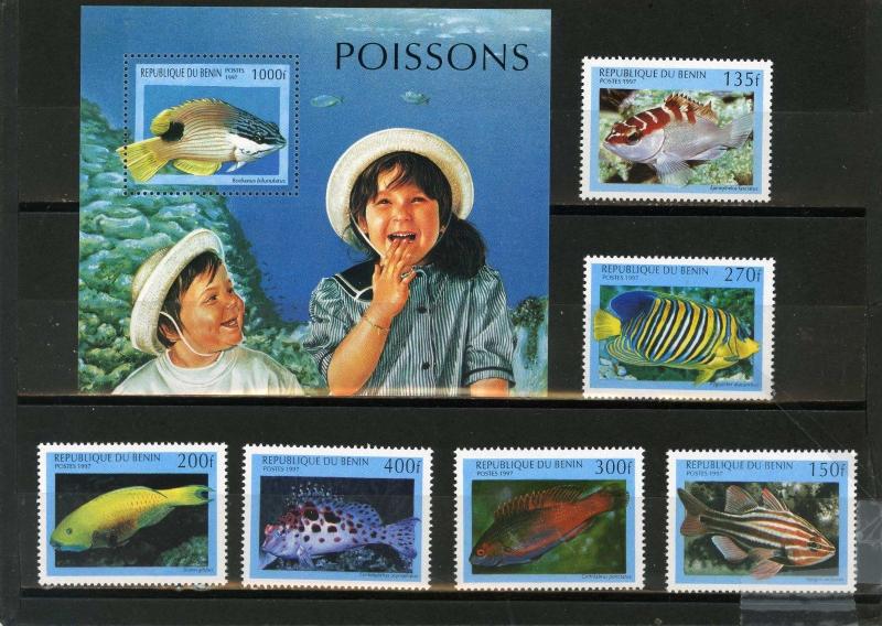 BENIN 1997 Sc#1047-1053  FAUNA FISH SET OF 6 STAMPS & S/S MNH