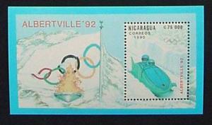 Nicaragua, Souvenir sheet for 1992 Albertville Olympics, MNH