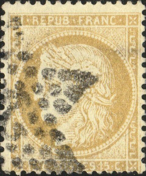 FRANCE - Yv.59 15c bistre (petits chiffres) obl. étoile de Paris (2?)