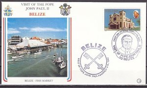 Belize, 09/MAR/83 issue. Pope`s visit to Belize, souvenir cover. ^