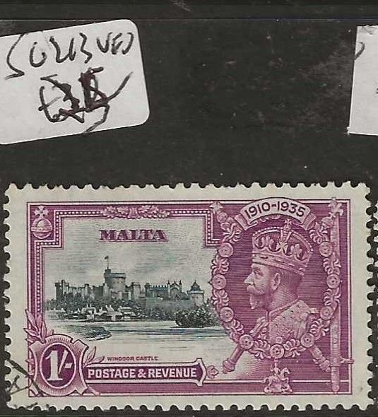 MALTA  SG 213   KGV SILVER JUBILEE  1/-         VFU     P1212H