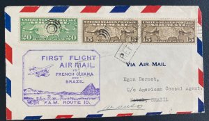 1930 San Juan Puerto Rico First flight Airmail cover FFC To Natal Brazil