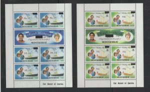 Montserrat #509-10/513-14 (1983 Surcharge set) VFMNH sheets of 7 CV $14.20+