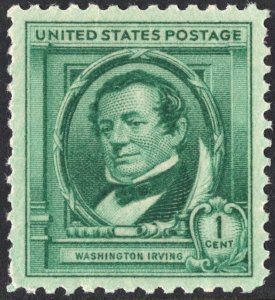 SC#859 1¢ Famous Americans: Washington Irving Single (1940) MNH