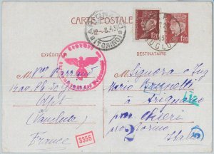 75160 - FRANCE - Postal History - STATIONERY CARD to ITALY 1943 German Censor