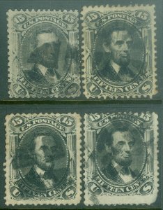 EDW1949SELL : USA 1866 Scott #77. 4 stamps Used w/ nice cancels. Catalog $700.00